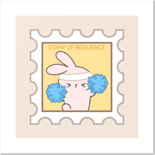 Bunny Cheerleader: Stamps of Resilience and Unwavering Spirit! Posters and Art